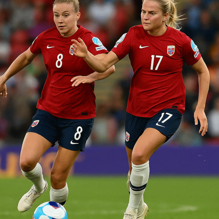 Calciatrici della Norvegia in azione agli Europei femminili 2025, a corredo del pronostico Norvegia vincente + Under 3.5 consigliato da TotoValue.
