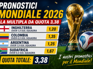 Pronostici Mondiale 2026: multipla quota 3,38 con Inghilterra, Colombia, Argentina e Sudafrica