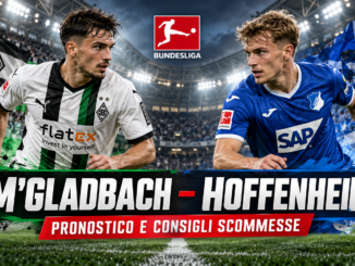 M'gladbach Hoffenheim pronostico Bundesliga, copertina illustrata con i calciatori delle due squadre