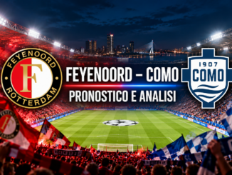 Feyenoord Como pronostico Champions League 14 ottobre 2026, immagine di copertina con stemmi e scritta Pronostico e Analisi