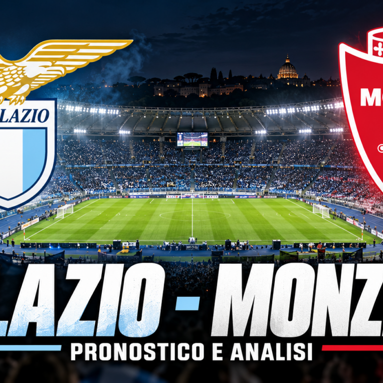 Lazio Monza pronostico e analisi TotoSim 11 ottobre 2026 - Stadio Olimpico di Roma con gli stemmi della Lazio e del Monza