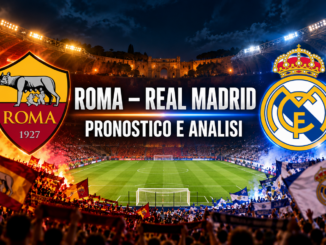 Roma Real Madrid pronostico Champions League 14 ottobre 2026, immagine in evidenza con stemmi e scritta Pronostico e Analisi