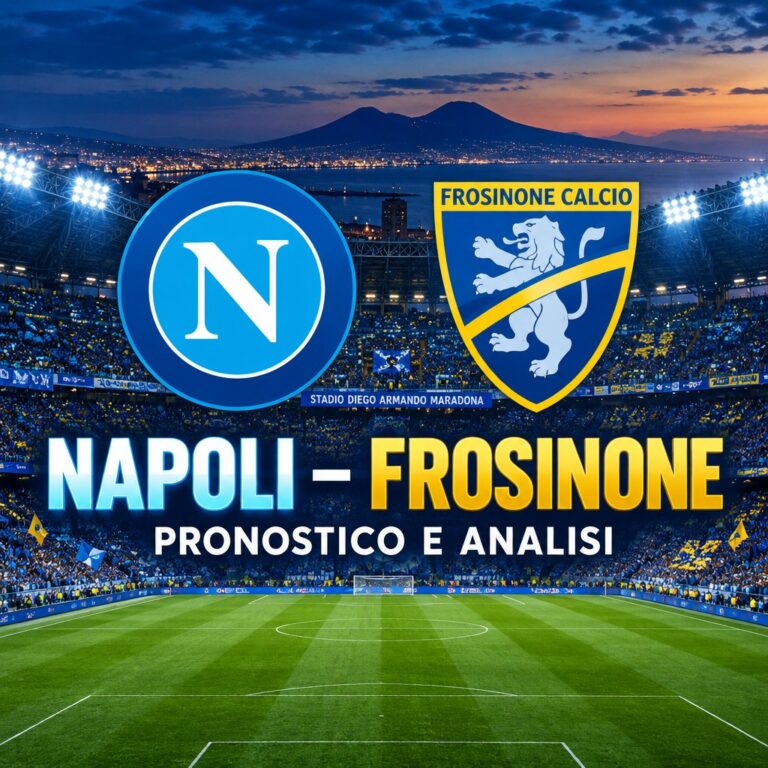 Napoli Frosinone pronostico e analisi TotoSim 10 ottobre 2026 - Stadio Diego Armando Maradona, stemmi Napoli e Frosinone
